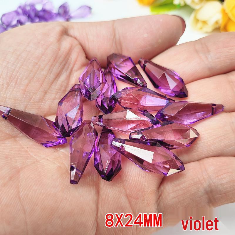 Crystal Pillar Lampshade Beaded Curtain Accessories - 8x24MM Water Drop Transparent Acrylic Loose Beads Pendants