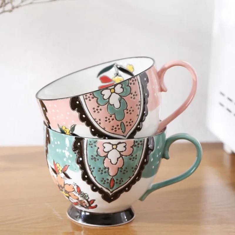 1 шт. 500 мл керамическая чашка расписанная вручную большая емкость чашка для овсянки пригодная для микроволновки керамическая кружка чашка для завтрака подарок на День матери подарочная коробка