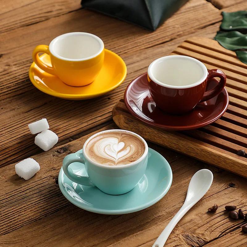 75ml/200ml Ceramic Mug Latte Art Cup With Saucer for Cappuccino Manual Brew Coffee Cup New Bone China for Coffee Shop Barista