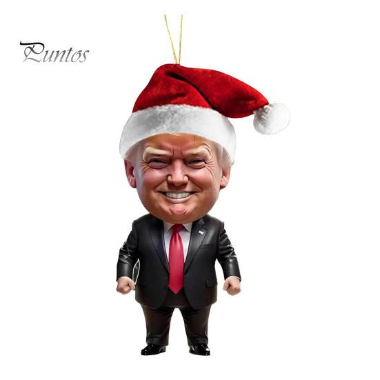 Рождественское украшение Трампа 2D акриловое зеркало заднего вида автомобиля подвеска мультфильм Трамп рождественская елка украшение для двери рюкзака