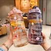 Спортивная бутылка для воды 2 л с соломинкой, портативная бутылка для воды большой емкости, чашка для фитнеса и велосипеда, летний кувшин для холодной воды с маркером времени