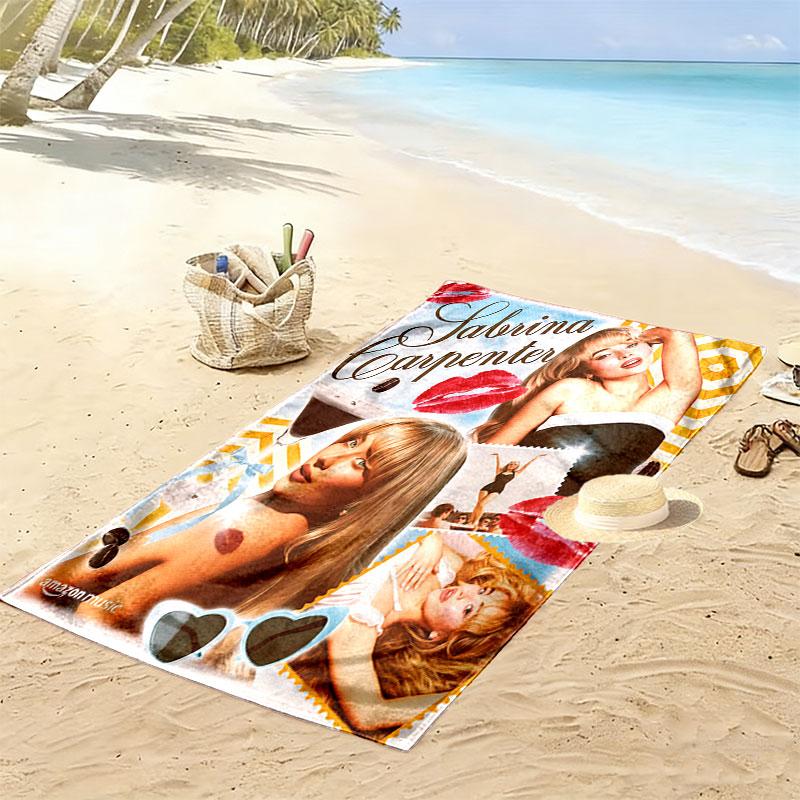 Sabrina Carpenter Glow Print Beach Towel, Large Soft Quick Dry Towel for Beach Camping Swimming
