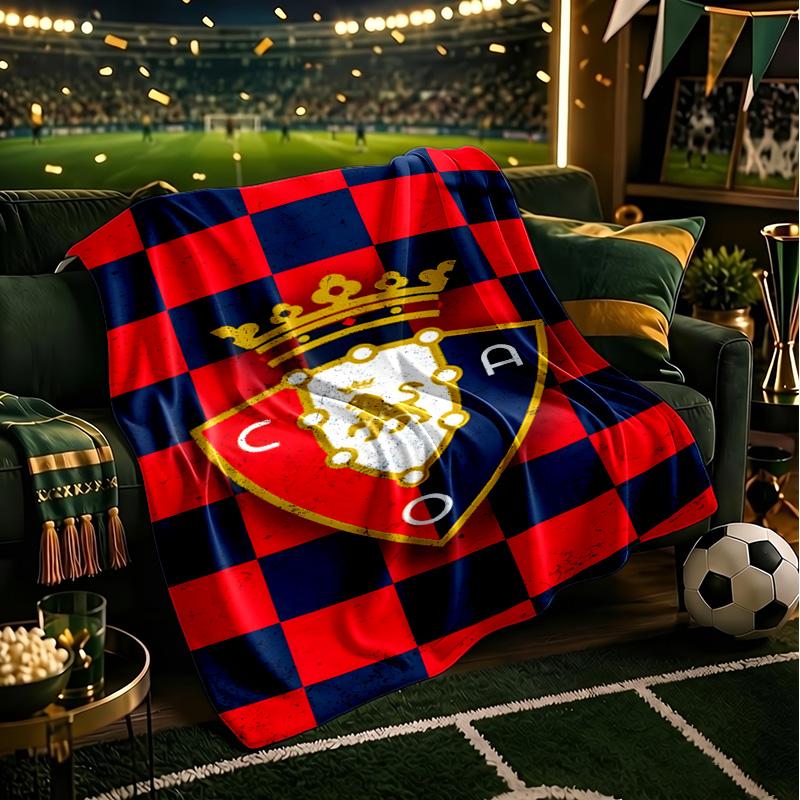 Red Blue Shield Atletico Blanket Lightweight Ideal Bedding Blanket Perfect for Travel, Camping, Living Rooms, Offices, Sofas, Fan Christmas gift