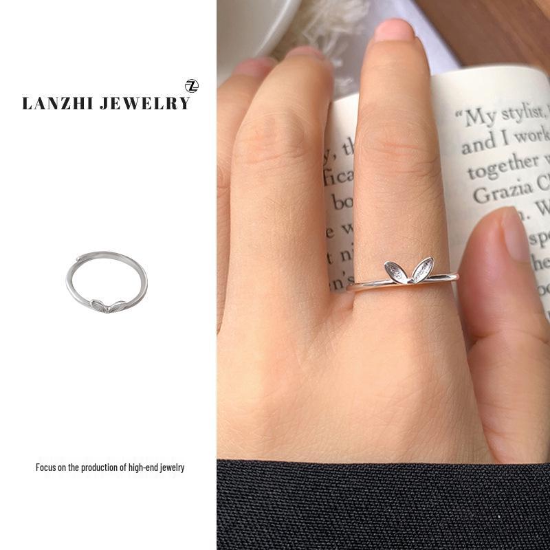 Кольцо из снежного серебра Ланьчжи: Милый, Простой, Универсальный Стерлинговое серебро 925 пробы, Устойчивый к потускнению, В японском и корейском стиле, Регулируемый для женщин.