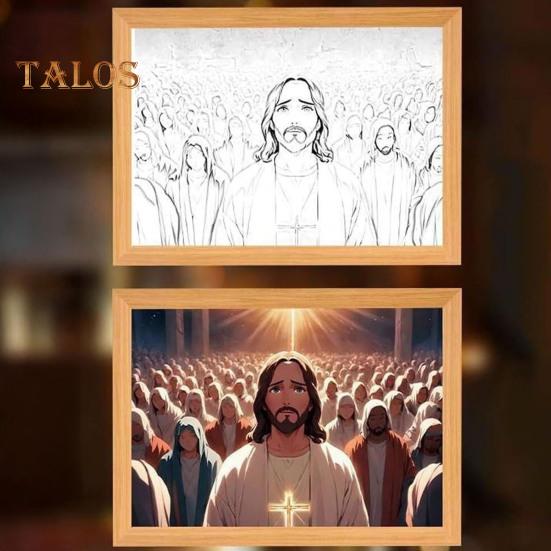 Иисус лампа светодиодная рамка Христос свет мягкий свет затемняемая картина Иисус ночник освещенный церковный светильник декор