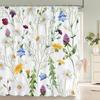 Цветочная занавеска для душа Ванная комната Водонепроницаемая полиэстеровая занавеска для душа Цветочный принт Шторы для ванной комнаты Душ с крючками