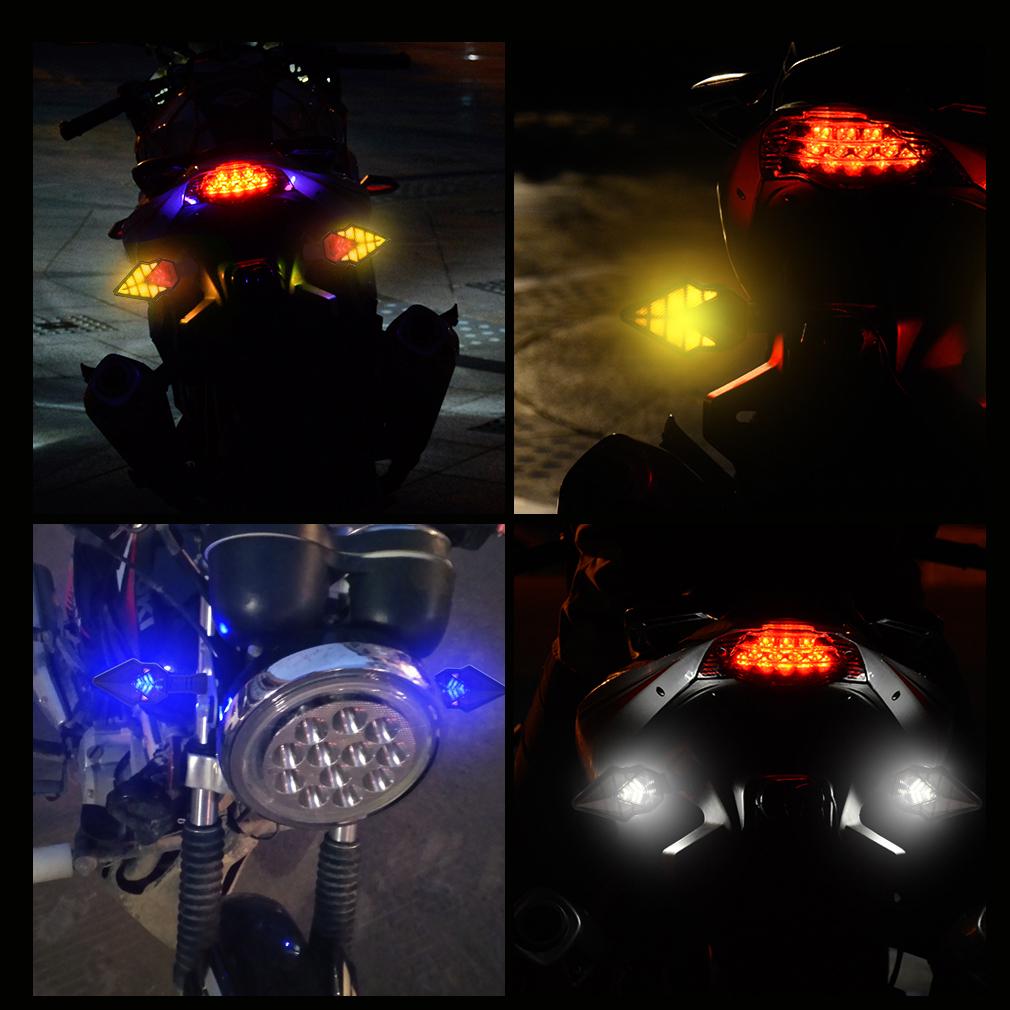 2 шт. мотоциклетные указатели поворота, светодиодный свет, струящийся мигающий индикатор, лампа 12 В, задний стоп-сигнал, ходовые огни, белый, желтый, красный, синий