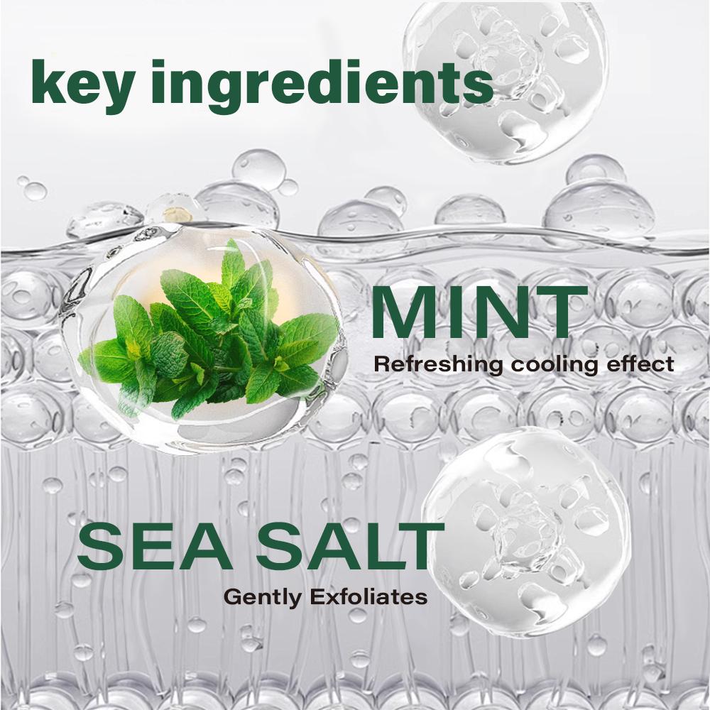 Гель для душа с мятой и морской солью - успокаивает кожу и уменьшает дискомфорт - очищает кожу от грязи, загрязнений и излишков жира, 300 мл