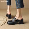 Fashion 2025 New Women Pumps High Quality Genuine Leather Mules Fashion Buckle Slippers Shoes Woman Spring Summer Office Ladies Casual