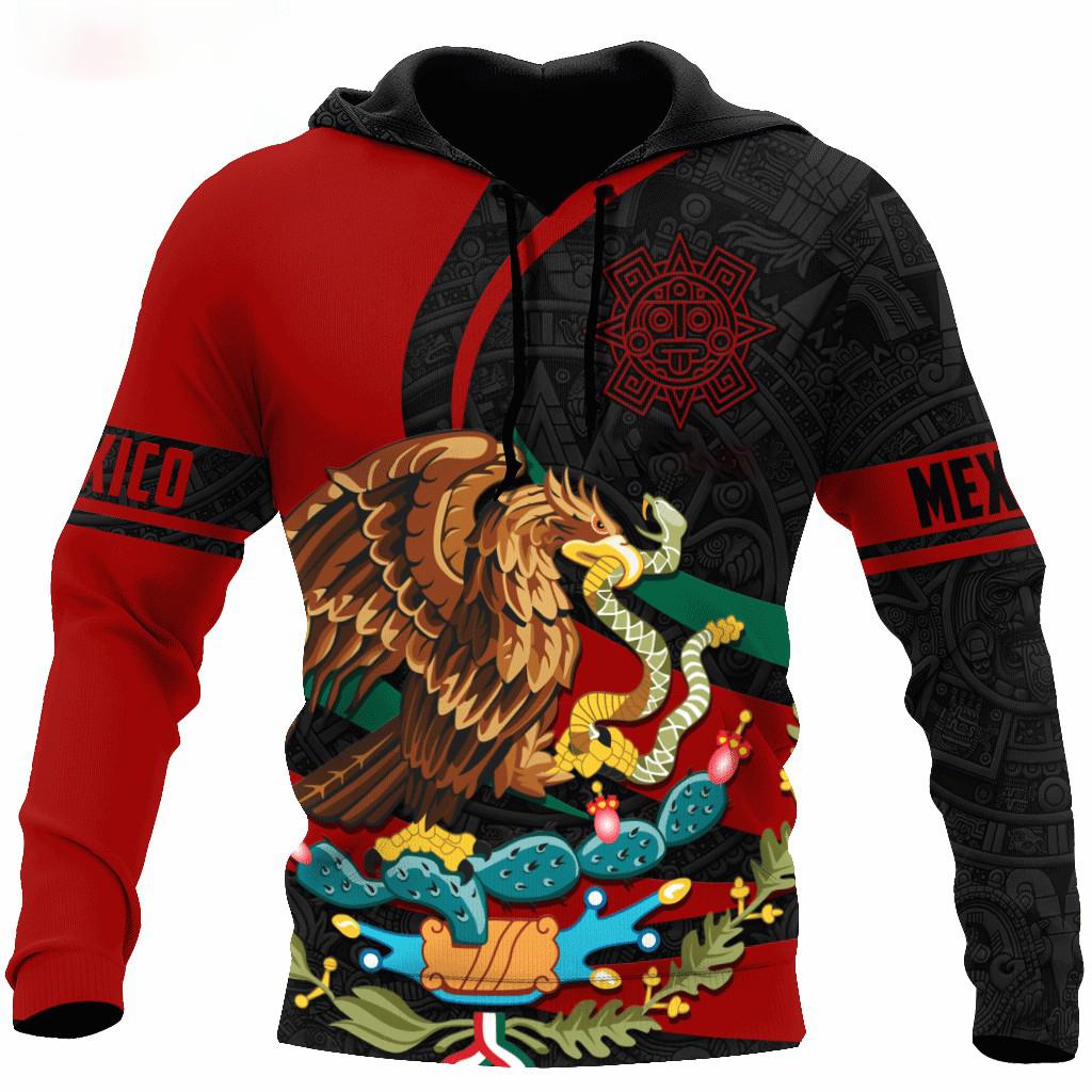 Мексиканские толстовки с капюшоном Мужская толстовка с капюшоном с 3D-принтом и флагом Мексики, осенняя уличная одежда с длинным рукавом Дизайнерская толстовка с капюшоном для мужчин Одежда