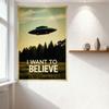 Винтажная металлическая жестяная табличка НЛО 'Я хочу верить', Ретро постер с инопланетянами, Настенная табличка для домашнего бара, мужской пещеры, офисного декора