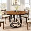 Tribesigns Round Dining Table 120cm, Wooden Kitchen Table with Sturdy Metal Base for 4-6 People, Large Round Dining Table