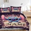 Custom Lilo & Stitch Love Bedding 3 Piece Set HD Print Duvet Cover Pillowcases for Teens Adult Bedroom Decoration