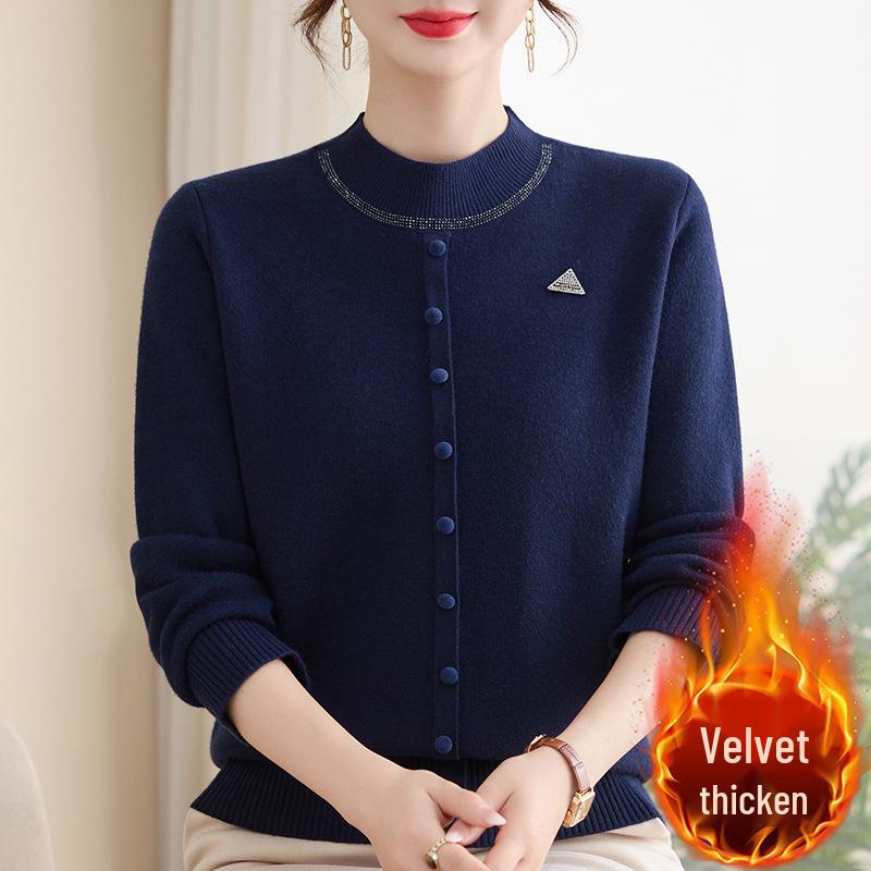 Women's Winter Plus Velvet Knitwear - Stylish Thickened Outfit for 40-60 Years Old