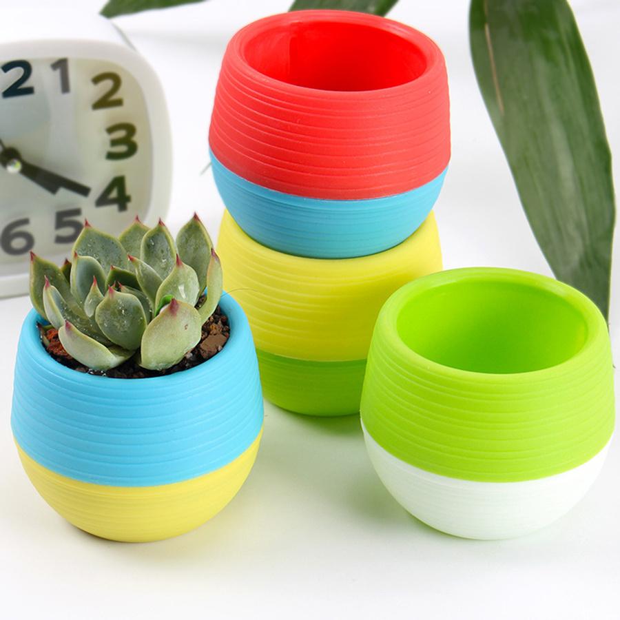 5/10/20pcs Mixed Color Mini Round Flower Pots with Removable Combiners Succulent Plant Nursery Pots for Balcony Office JXB