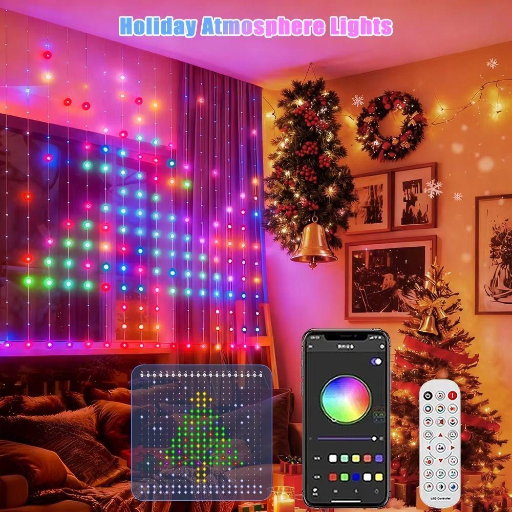 APP Controlled LED Curtain Lights DIY Pattern RGB Pixel Lights Fairy String Lights  Bedroom Decor