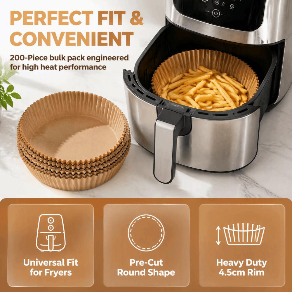 200pcs Round Disposable Paper Liner Non-Stick Surface Baking Paper Liner Microwave Air Fryer