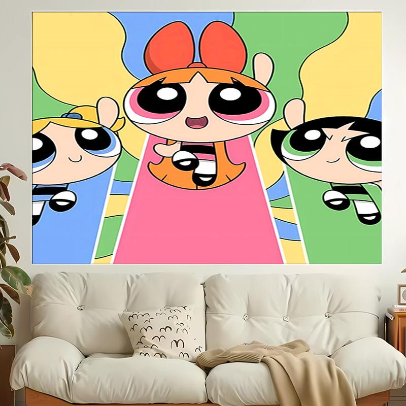 1pc The Powerpuff Girls2 Tapestry, Living Room, Bedroom, Office, Party Decor, Ideal Festive Gift