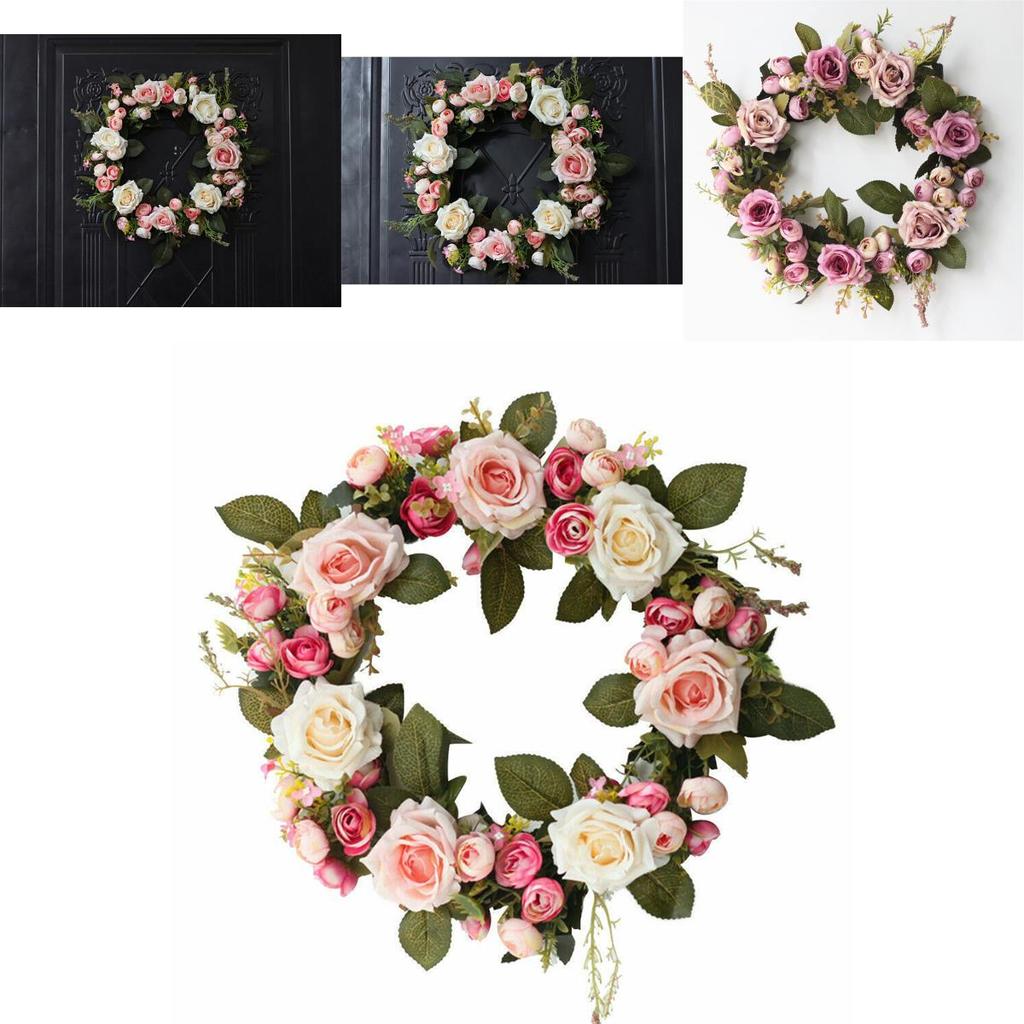 Beautiful Artificial Peony Rose Flower Garland Wreath For Charming Home Decor