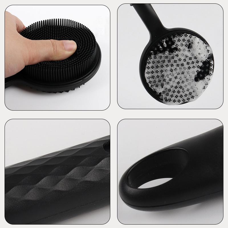 Силиконовая щетка для спины для душа, щетка для тела с телескопической регулируемой длинной ручкой, двусторонняя щетка для душа