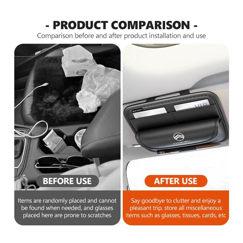 Car Sunshade Glasses Bag Sun Visor Card Organizer Storage Box For Citroen C4 C3 C5 C1 C2 C6 C4L DS3 DS4 Berlingo Picasso Jumper alc256
