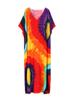 EDOLYNSA Plus Size Bohemian Printed V-neck Chic Women Long Dress Kaftan Vacation Swimsuit Cover-up House Robe Lounge Wear Moo Moo Dress