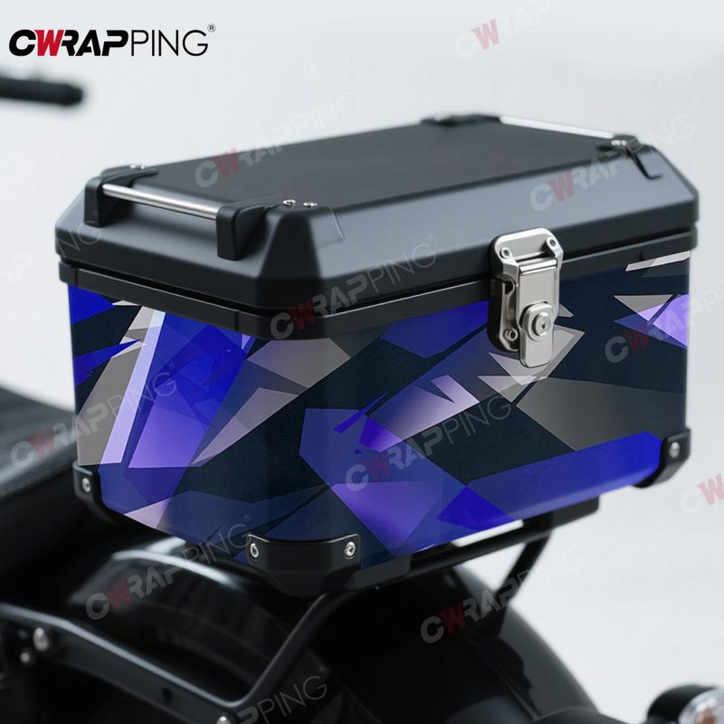 Waterproof Automotive Vinyl Car Wrap Motorcycle Sticker Car Film Covering Graffiti Black Off-road Vehicle Geometry Blue Adhesive
