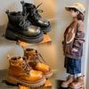 Children's Leather Martin Boots Will Be Popular In Autumn 2025, British Solid Color Boys' Small Leather Boots and Baby Leather Shoes.