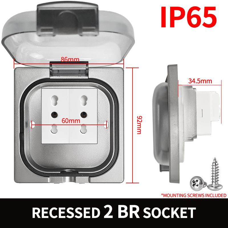 IP65 Waterproof Outdoor Socket, 16A High Power Wall Plate, 250V US/Thai Style 10A Receptacle, Bathroom & Weatherproof Electrical