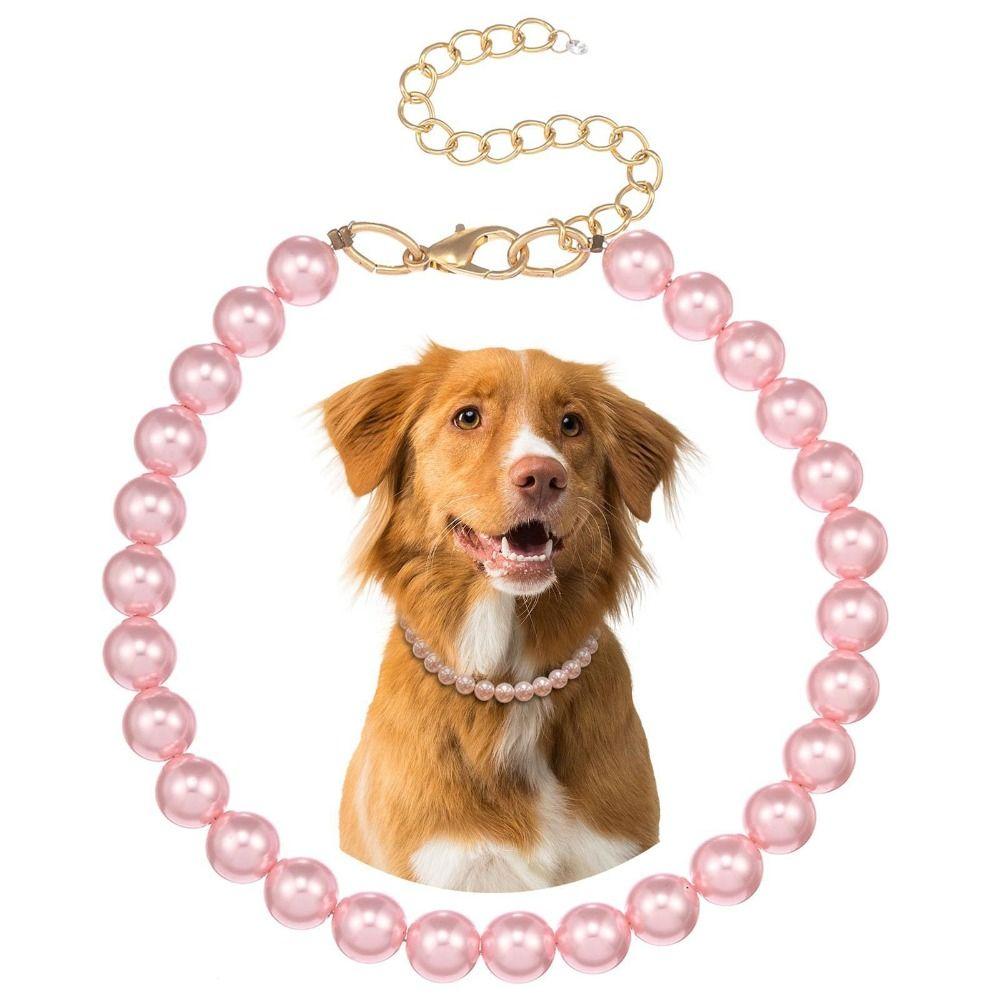 Adjustable Dog Collar Necklace Acrylic Pet Pearl Necklace Elegant Pearl Dog Collar Pet Supplies