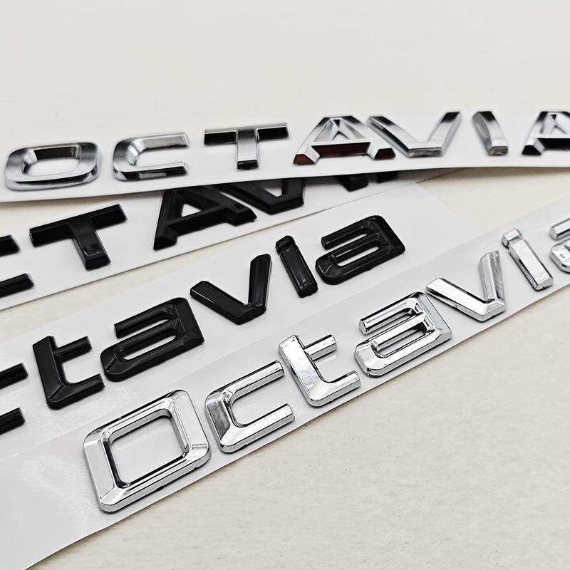 JBIW9 3D ABS Chrome Black Logo Octavia Emblem Letters Car Rear Trunk Badge For Skoda OCTAVIA 1 2 3 4 A5 A7 MK3 Sticker Accessories