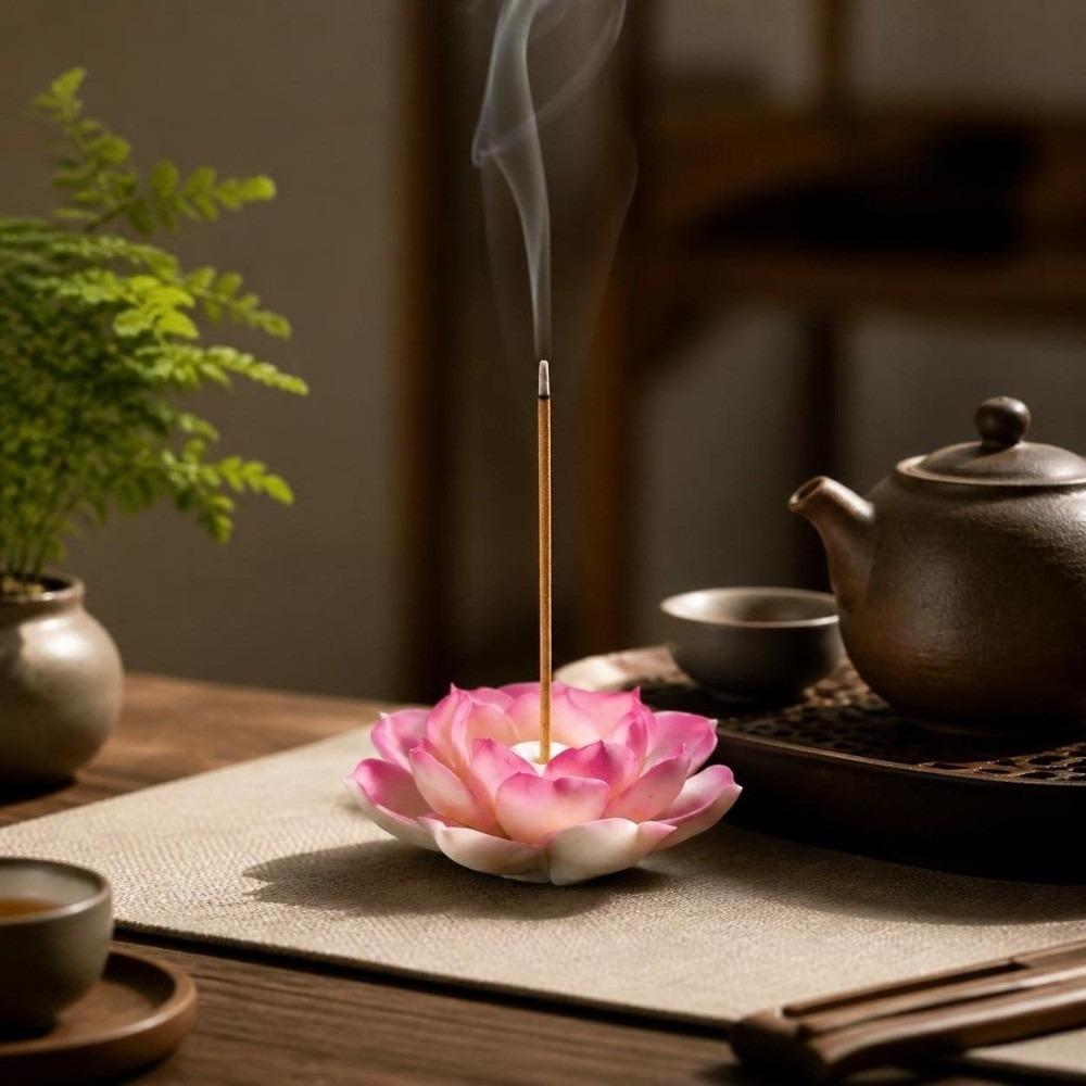 Ceramic Incense Burner Flower Design Lotus Aromatherapy Stand Incense Burning Tray Office Use