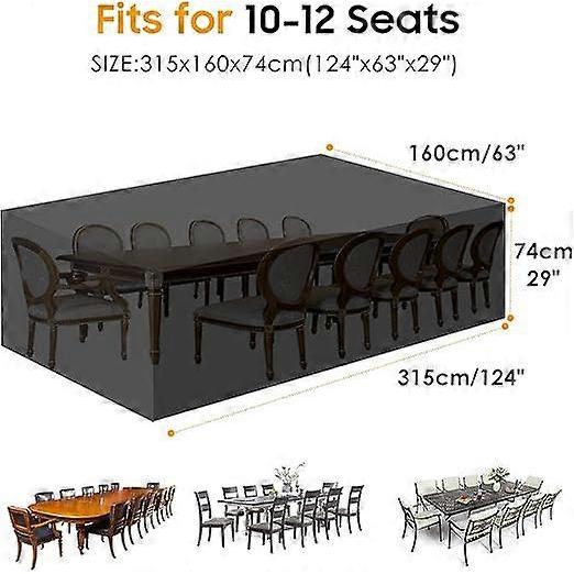 Furniture Covers 315x160x74cm, Garden Furniture Cover for 10-12 Seats Waterproof, Furniture Protective Cover Garden Cover for Table, Sofa, Recliner