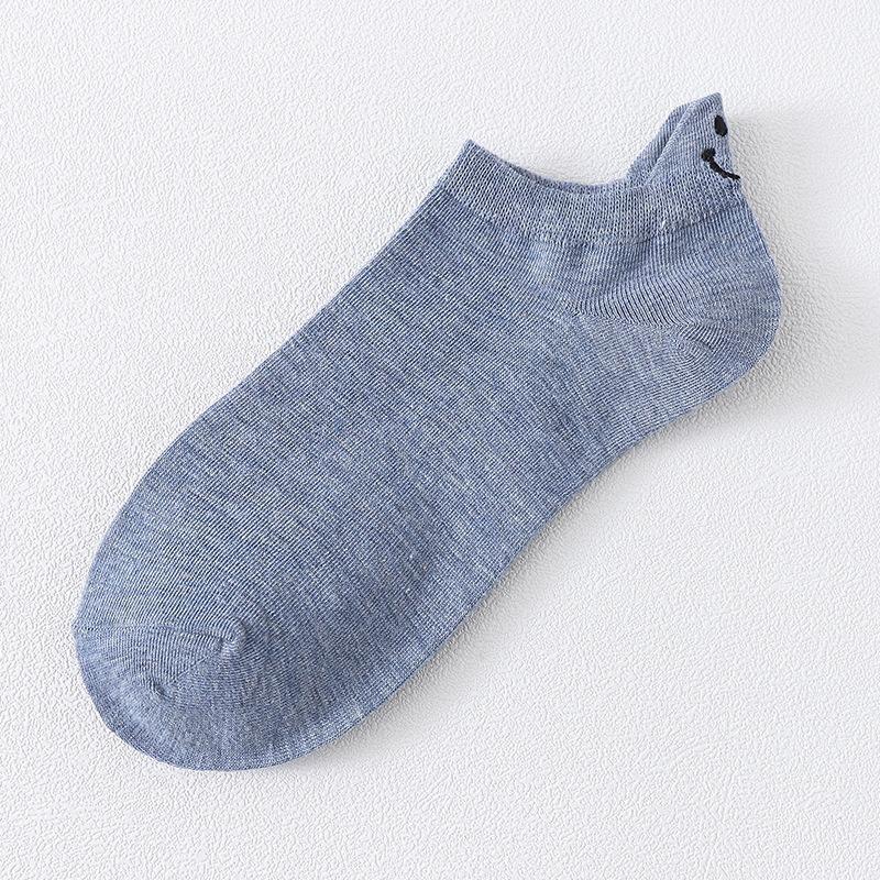 Новые женские веселые носки с мультяшным смайликом, милые вышитые носки до щиколотки, забавные носки для девочек, хлопковые носки