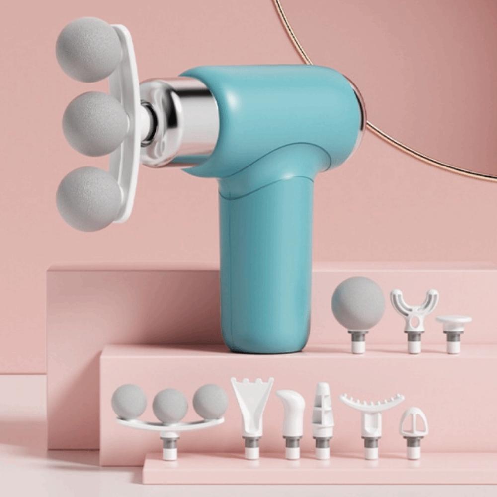 Adjustable Speed Mini Handheld Massager 9 Replaceable Head Fascia Machine Massager Home Fitness