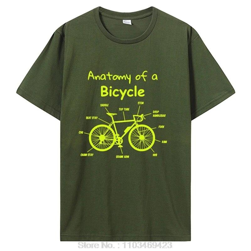 Анатомия велосипеда, велосипедная цепь, велосипедные футболки для катания на горных велосипедах, уличная одежда с графическим рисунком, подарки на день рождения, хлопковая футболка
