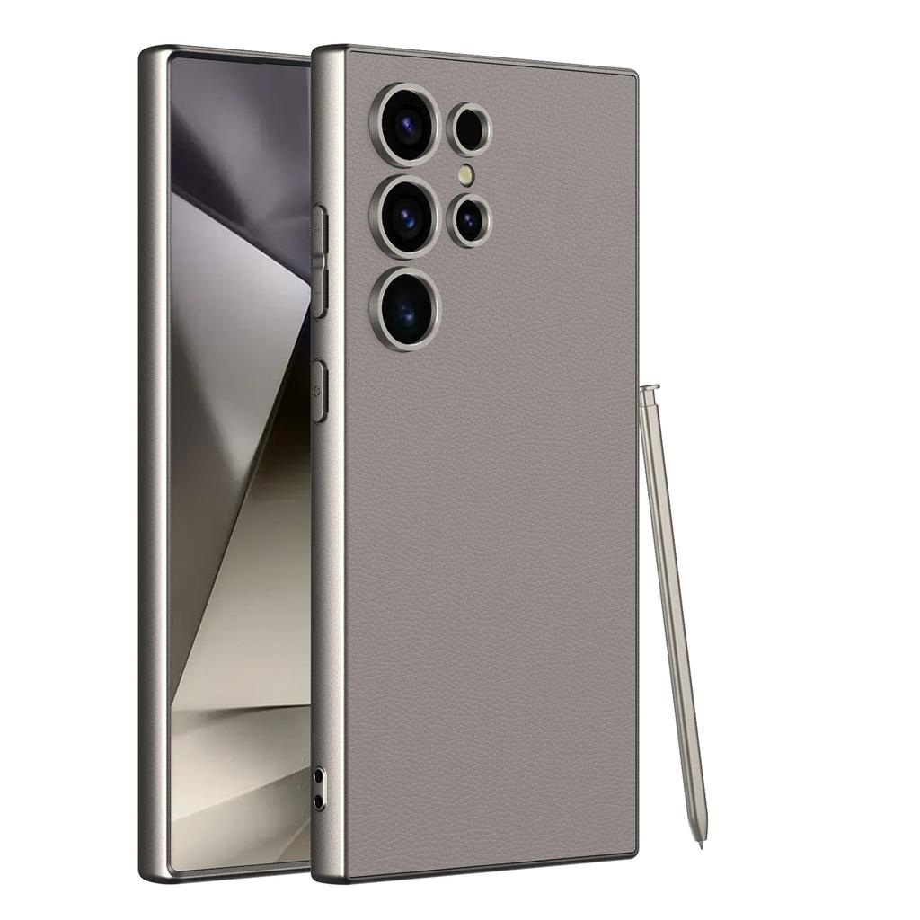 Чехол для телефона S24Ultra из металлической лакированной кожи для Samsung Galaxy S23 S24 S25, ультратвердый чехол из ПК, роскошный защитный чехол