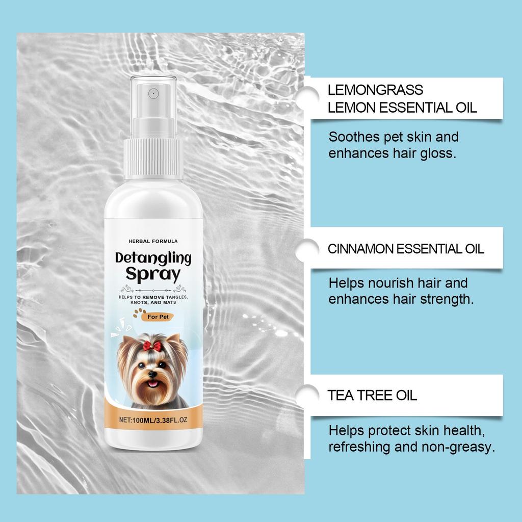 Спрей для удаления колтунов у собак, спрей для удаления шерсти у собак и кошек, кондиционер для собак, удаляет и разглаживает шерсть, 100 мл