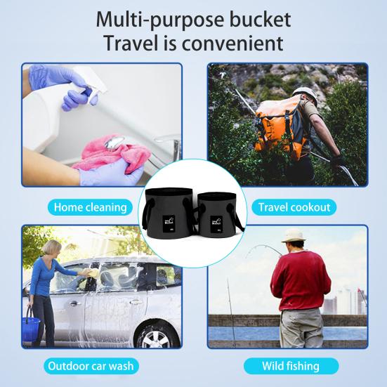 12/20L Outdoor Camping Foldable Bucket with Portable Handle Waterproof Multifunctional Car Washing Fishing Collapsible Water Storage Pail