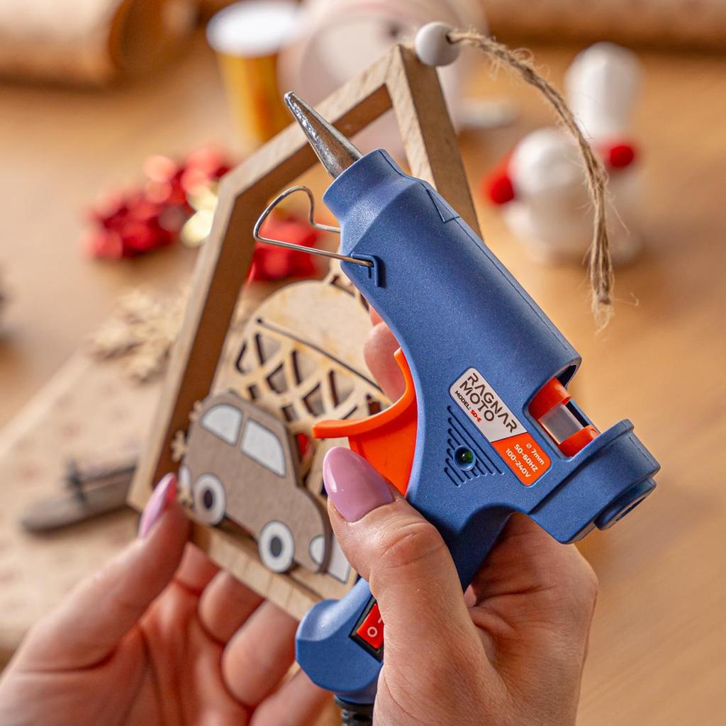 Мини-пистолет для горячего клея с 62 клеевыми стержнями, 20 Вт, 7x100 мм, прозрачный клей