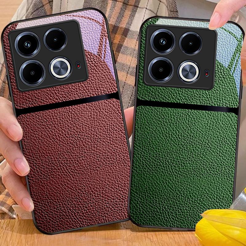 Красный кожаный узор для Infinix Note 40 4G 30i 12 G96 Smart 8 Hot 9 Play 10 11S 12 20i 50 Pro Plus 5G Чехол для телефона из закаленного стекла