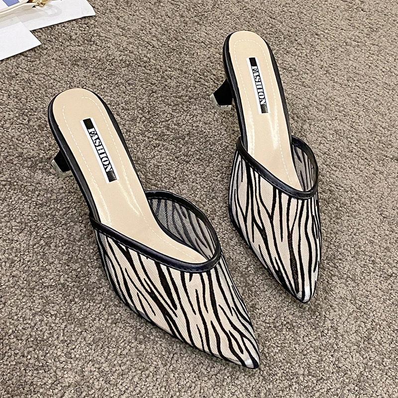 Fashion Women's Slippers High Quality Medium Heel Slim Heel Modern Sandals Solid Color Light Adult Sexy Dress Outdoor Women's High Heels