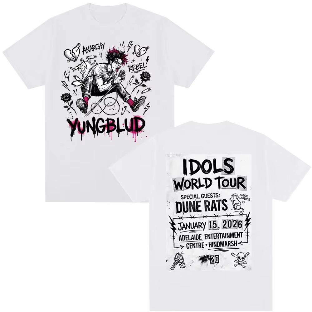 Singer Yungblud IDOLS World Tour 2026 Tshirts Fan Gifts Unisexs Women Clothing Fashion Short Sleeves Top  Summer TShirt Unisex