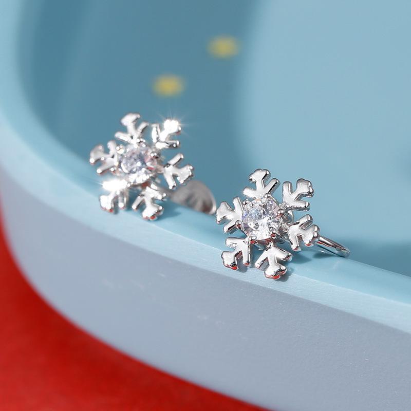 Клипсы для ушей «Снежинка» из серебра 925 пробы Banyan Tree для женщин - Простые корейские осенне-зимние серьги