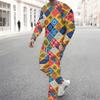 Men Black Blue Bohemian Mandala Partial Print Long Sleeve Sweatshirt Jogger Pants Two Piece Suit