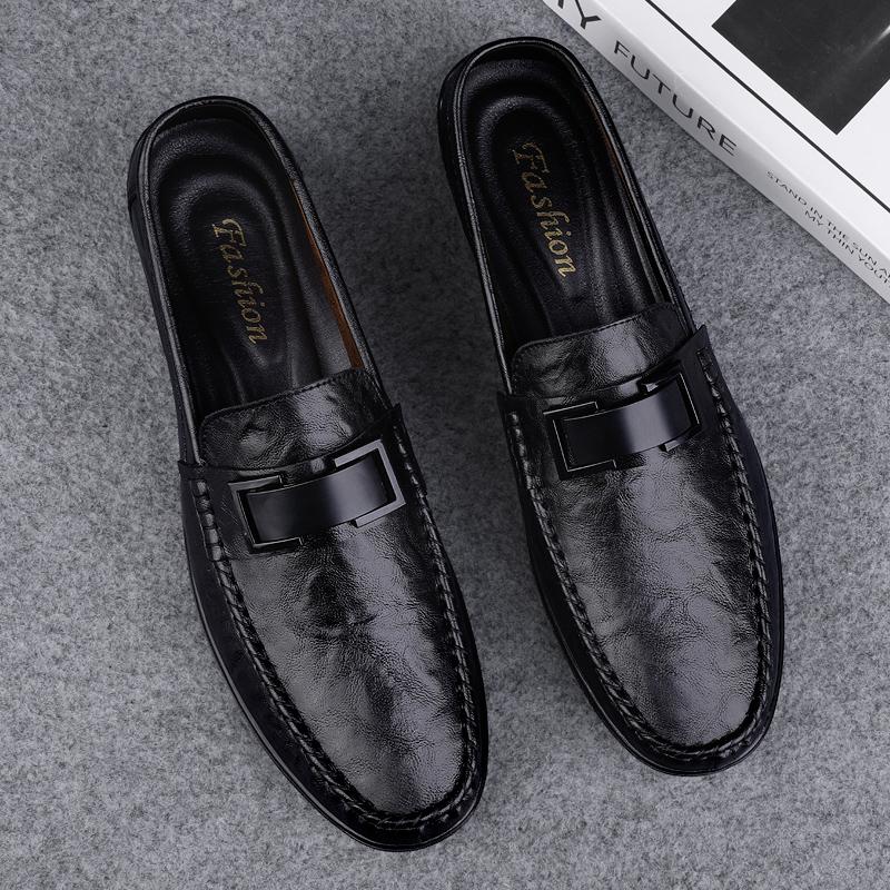 Genuine Leather Men's Shoes New Trendy Casual Slip On Formal Loafers Handmade Moccasins Breathable Male Driving Shoes Sneakers