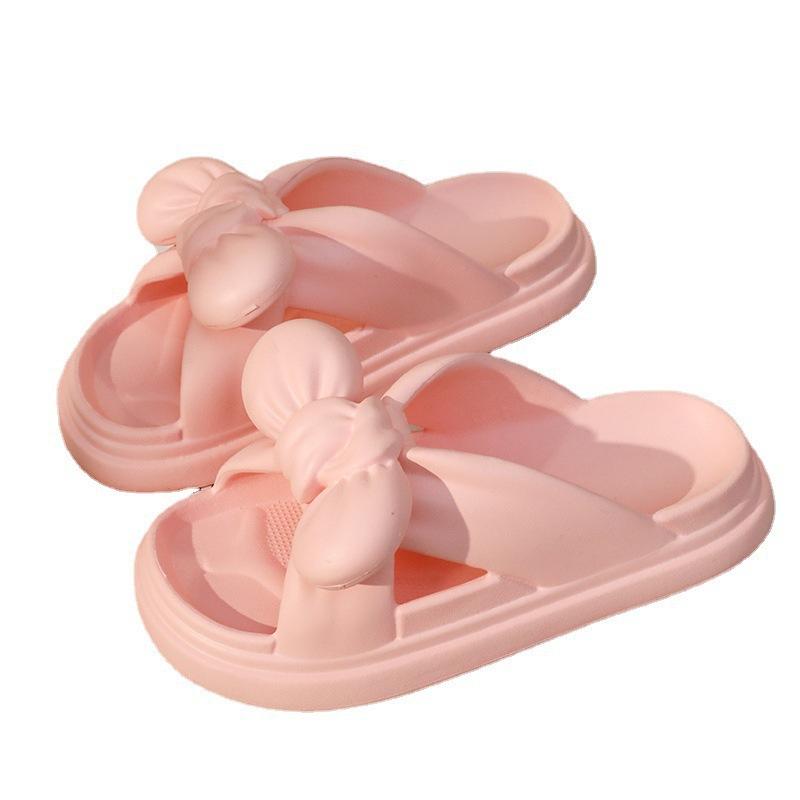 Source Slippers Women Wear Ins Bow Girl Heart Sweet Thick Bottom Cool Slippers