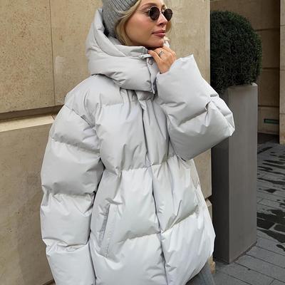 Зимняя женская короткая повседневная свободная легкая куртка с большими карманами, женская куртка-пуховик с капюшоном на молнии