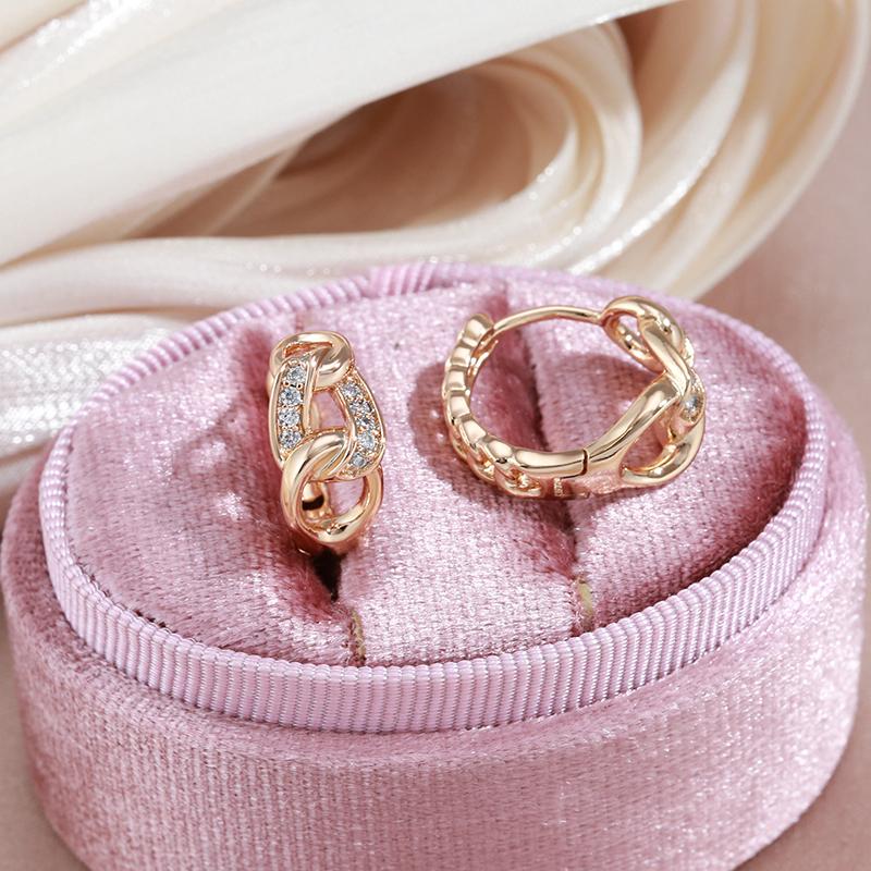 Kinel Vintage Chain Hoop Earrings For Women Rose Gold Color Fine Jewelry