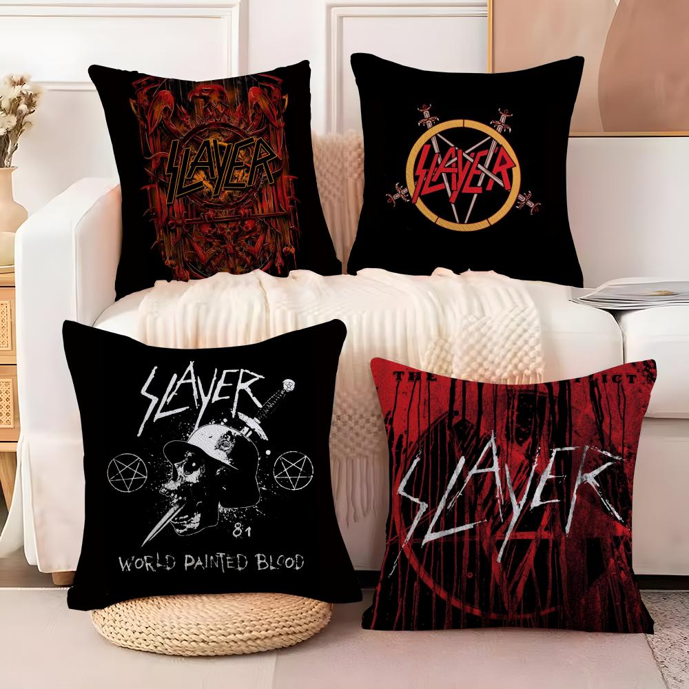 S-Slayer Хэви-метал Рок-группа Наволочка Защита от пылевых клещей Подушка Невидимая молния Шелковистый короткий плюш Чехол на подушку для дивана